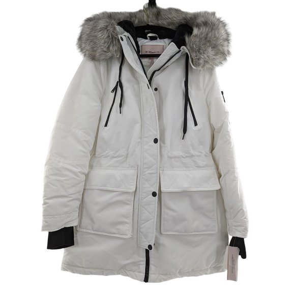 BCBGeneration Jackets & Blazers - BCBGeneration White Puffer Coat With Faux Fur Hood